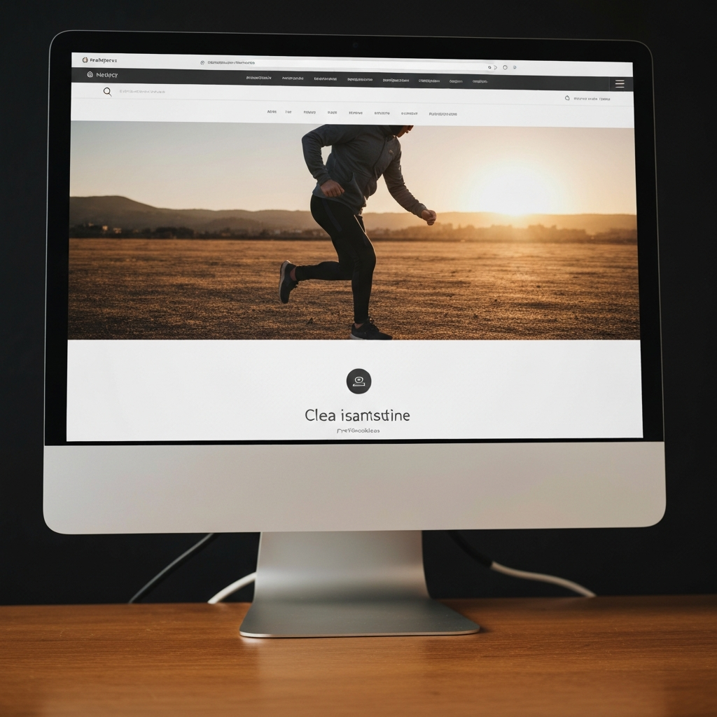 Close-up shot of a clean and modern website homepage displayed on a computer monitor. The website features clear call-to-actions and professional imagery.